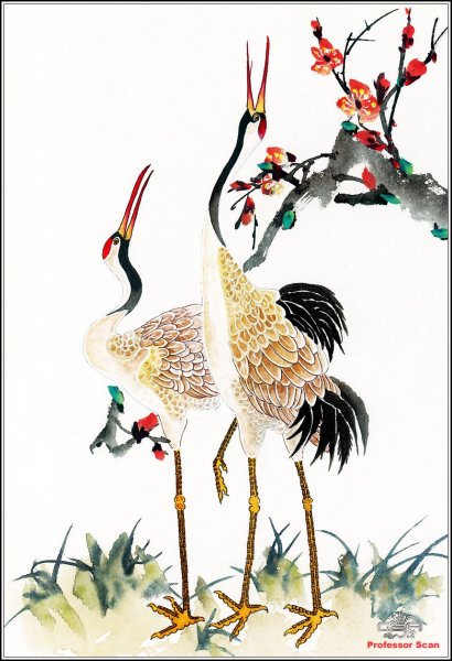 Китайская живопись Журавли и сосна