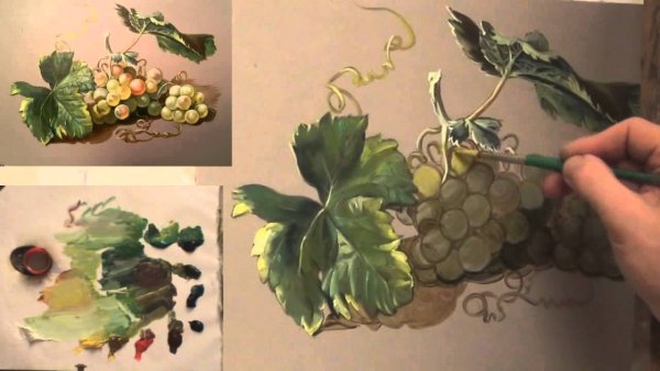 Виноград акриловыми красками