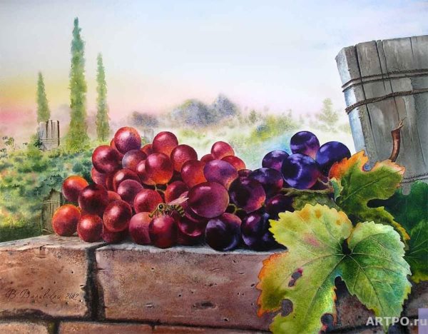 Живопись гроздочки винограда