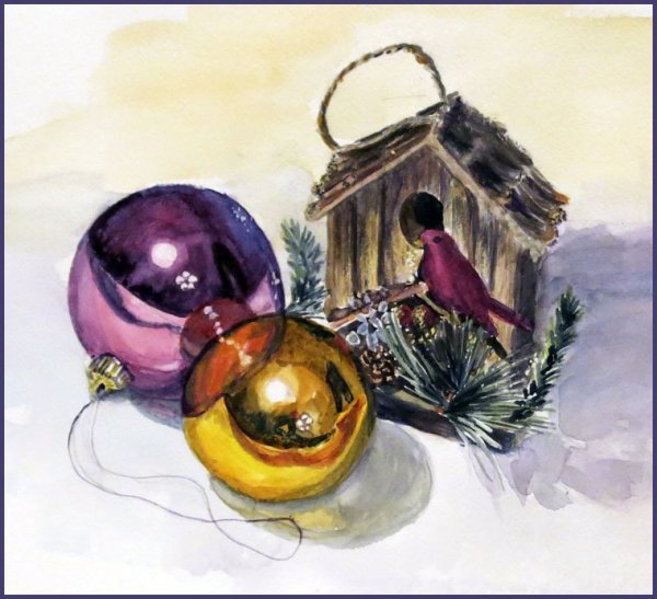 Новогодний шар акварель