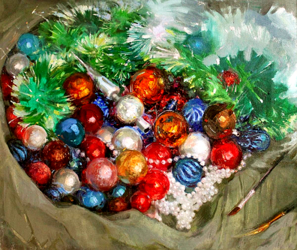 Новогодний подарок живопись