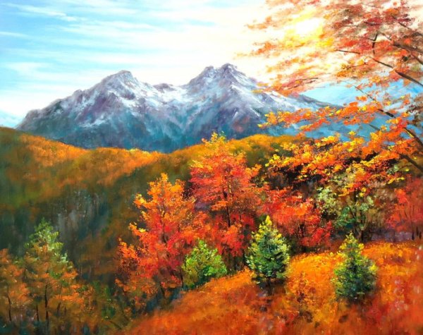 Осень в горах маслом