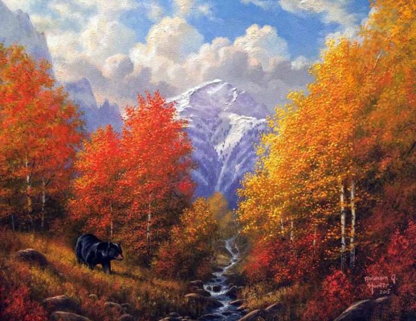 Горы осенью маслом