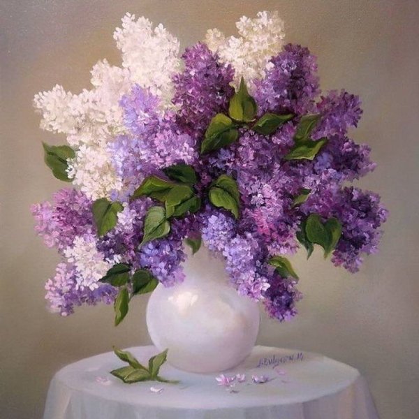 Сирень живопись Базанова Ольга