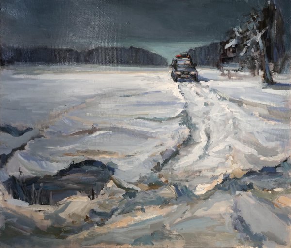 Картина дороги зима