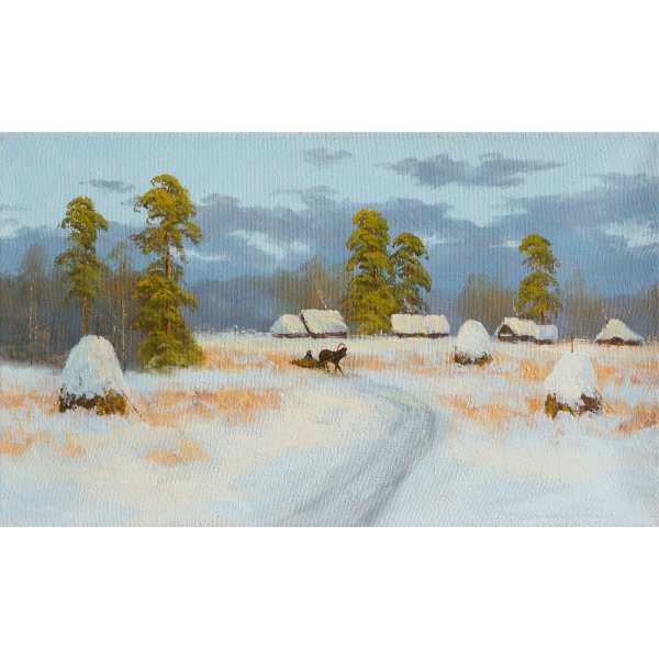 Крыжицкий к.я. зимний пейзаж со стогами. 1910