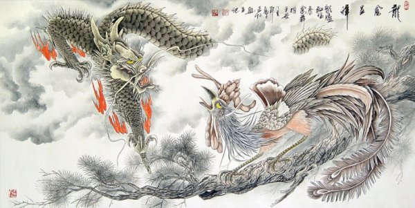 Китайская живопись гохуа дракон