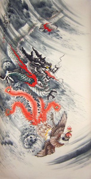 Зеленый дракон китайская живопись