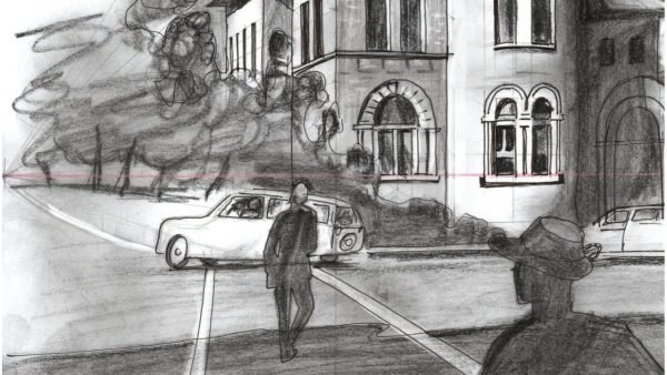 Люди в перспективе картины