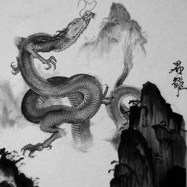 Древнекитайская живопись дракон