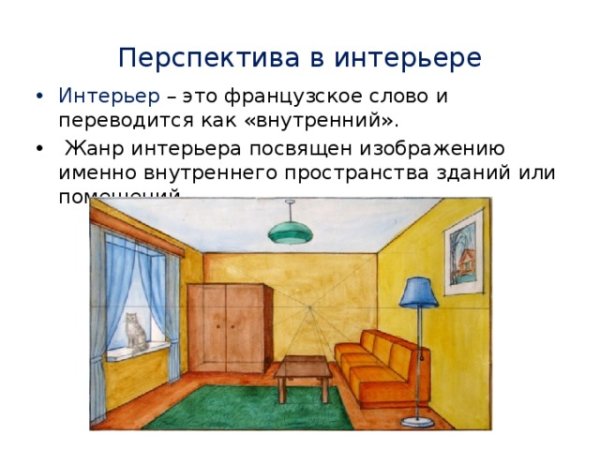 Линейная перспектива интерьер комнаты