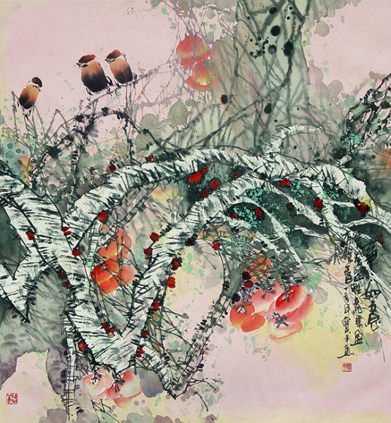 Осенняя цикада на цветках Лапины Ци Байши