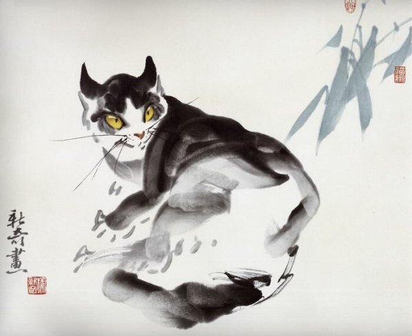 Кот японская живопись