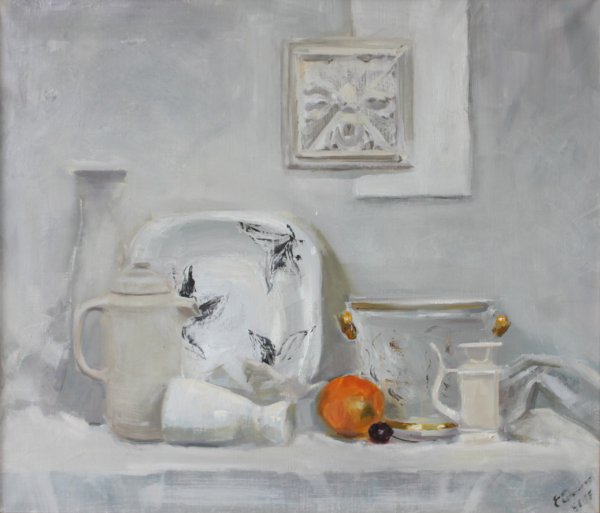 Белый предмет акварелью