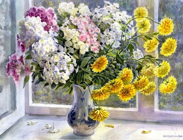 Флоксы и золотые шары