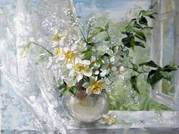 Летнее утро живопись