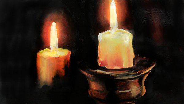 Натюрморт с горящей свечой