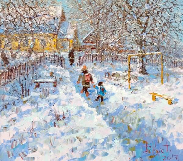 Художник Кустанович Дмитрий картины деревня