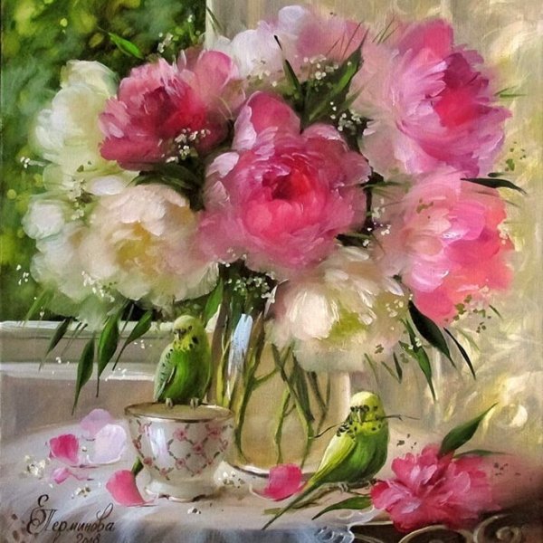 Елена Перминова живопись пионы