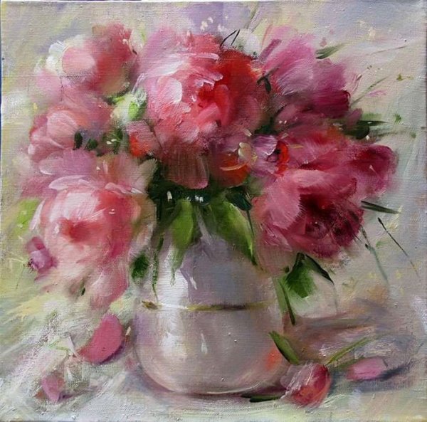 Елена Перминова пионы маслом