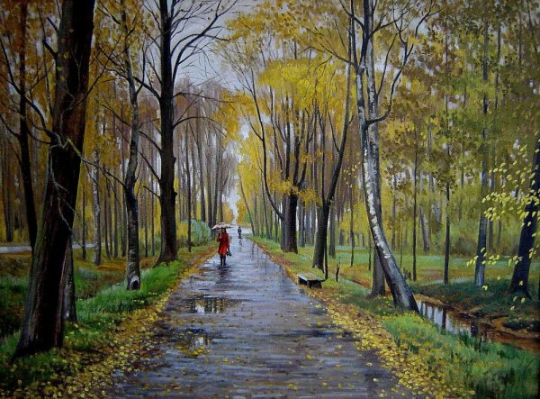 Перспектива аллеи в парке. Живопись Грицай