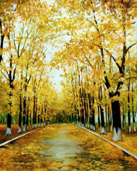 Липовая аллея осенью живопись