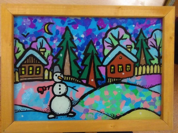 Новогодняя картина пластилином