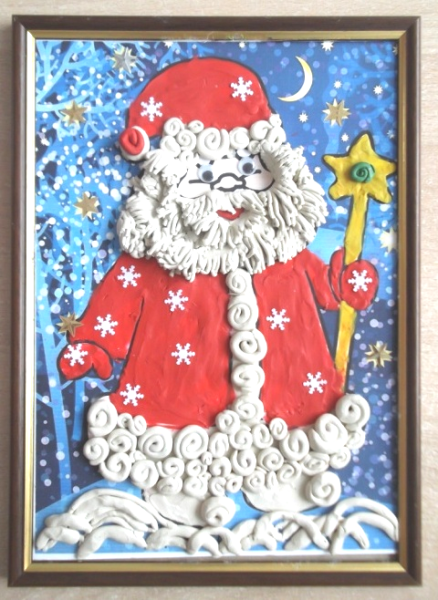 Новогодняя картина пластилином