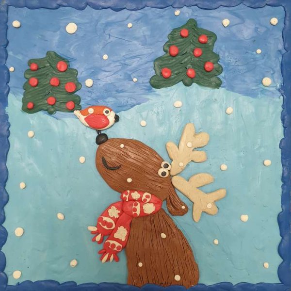 Пластилиновая живопись новый год