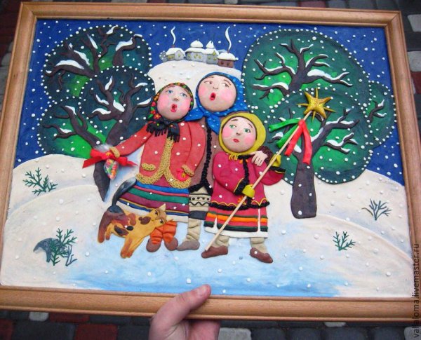 Новогодняя картина пластилином