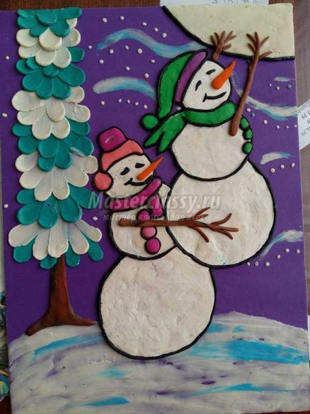 Пластилинография для детей зима