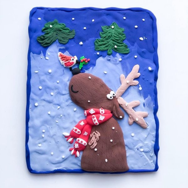 Лепка из пластилина зима