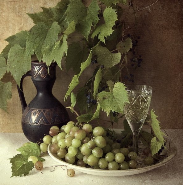 Листья винограда живопись