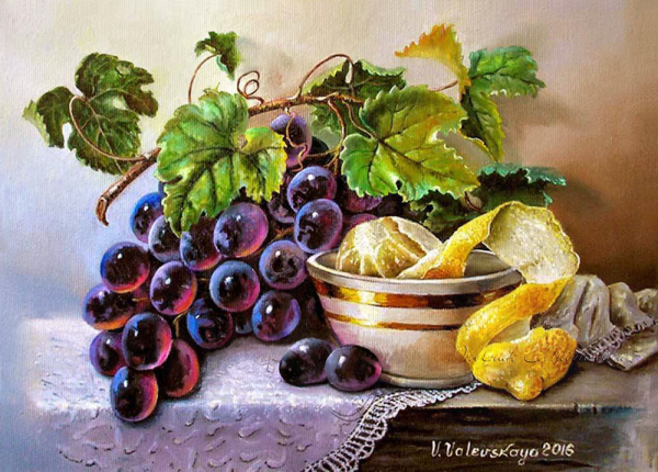 Гроздь винограда живопись маслом