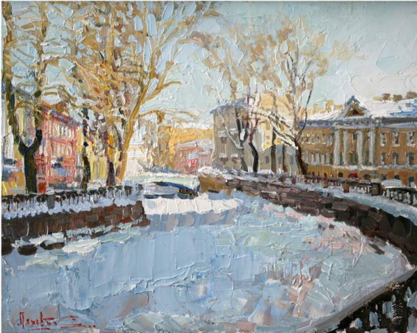 Пейзажи маслом зима художник Кустовский Питер