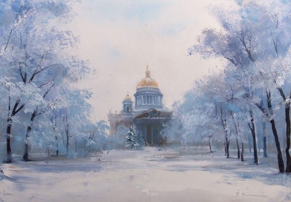 Банковский мост в Санкт-Петербурге зимой