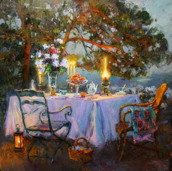 Свиридов Сергей Алексеевич. "Столик в летнем саду"