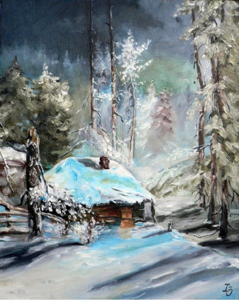 Хижина в зимнем лесу Саврасов