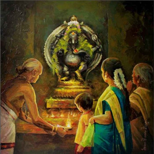 Индийская деревня картина