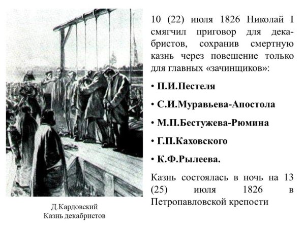 Казнь Декабристов 1826 Дата