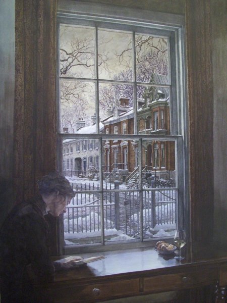 Зимний вечер за окном картины