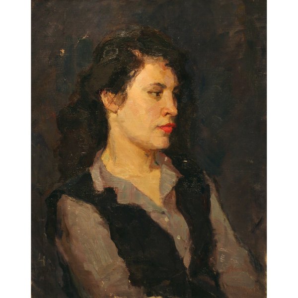 Живопись портрет девушки на темном фоне