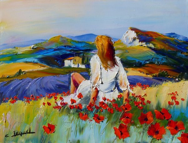 Женщина в маках живопись картина