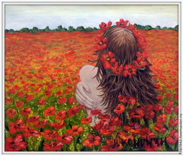 Ребенок в поле с цветами