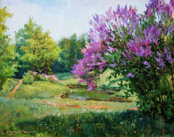 «Куст сирени в цвету» картина Ларионов