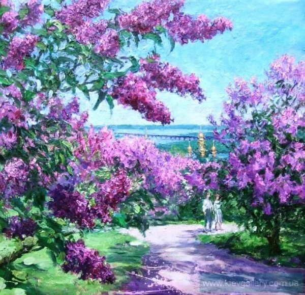 Куст сирени живопись