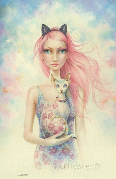 Девушка с котом Сфинксом