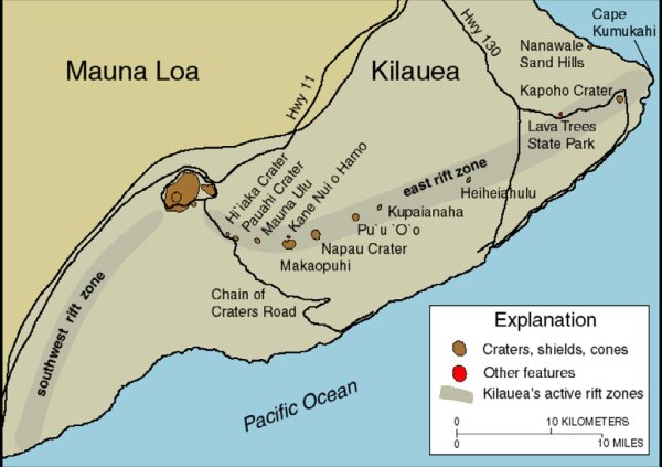 Мауна-Лоа вулкан на карте