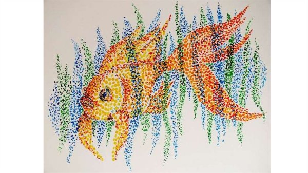 Золотая рыбка пуантилизм