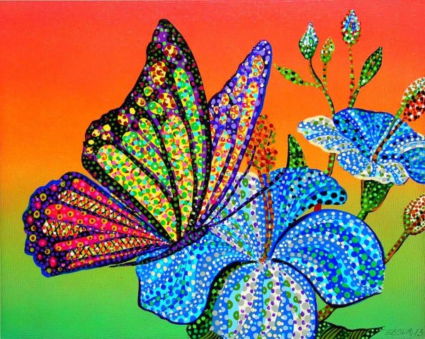 Пуантилизм бабочка